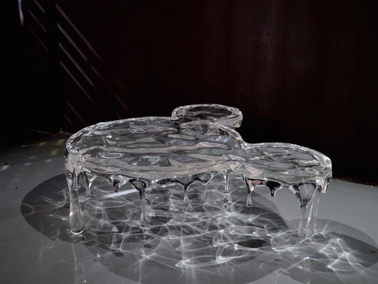 Manufacturer direct sales, customizable home decoration ice carving round platinum crystal coffee table