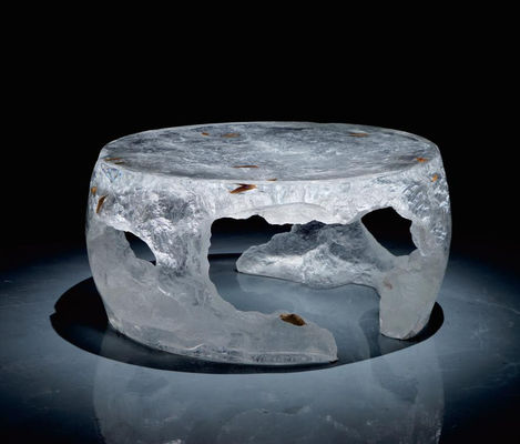 Manufacturer direct sales, customizable home decoration ice carving round platinum crystal coffee table