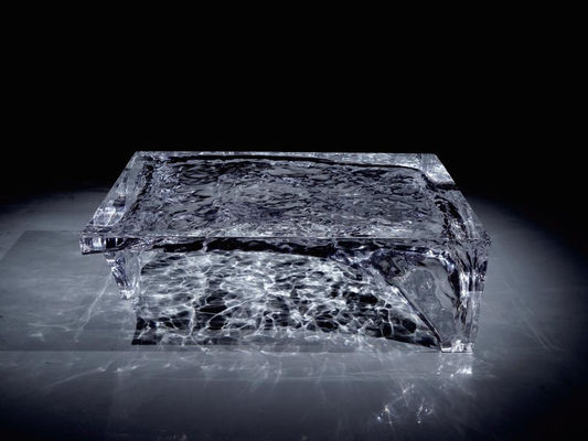 Manufacturer direct sales, customizable home decoration ice carving round platinum crystal coffee table